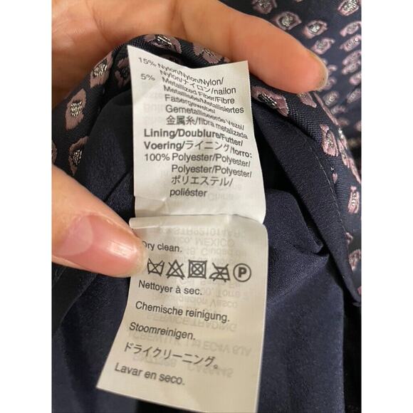 J Crew Sheath Dress Women's 0 Metallic Navy Purple Flowers Mini Sleeveless - Picture 10 of 10